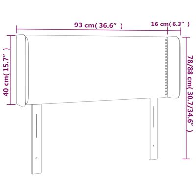 vidaXL Hoofdbord LED 93x16x78/88 cm stof lichtgrijs