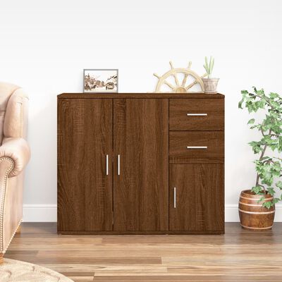 vidaXL Dressoir 91x29,5x75 cm bewerkt hout bruin eikenkleur