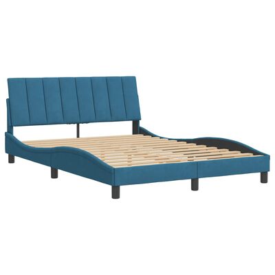 vidaXL Bedframe met hoofdeinde fluweel blauw 140x200 cm