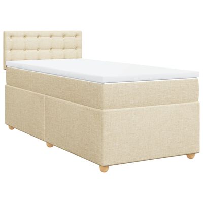 vidaXL Boxspring met matras stof crèmekleurig 90x190 cm