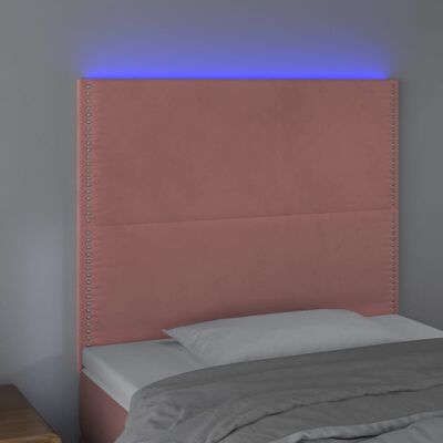 vidaXL Hoofdbord LED 100x5x118/128 cm fluweel roze