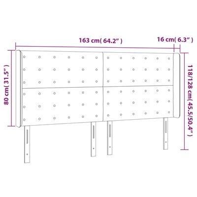 vidaXL Hoofdbord met randen 163x16x118/128 cm kunstleer zwart