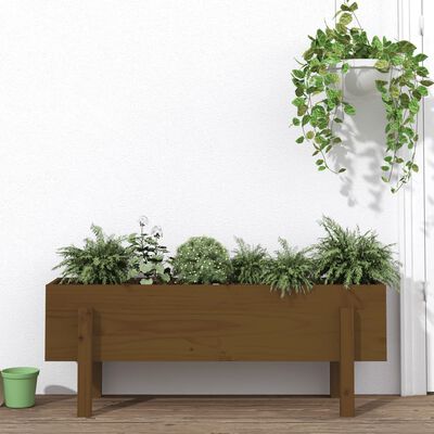 vidaXL Plantenbak verhoogd 101x30x38 cm massief grenenhout honingbruin