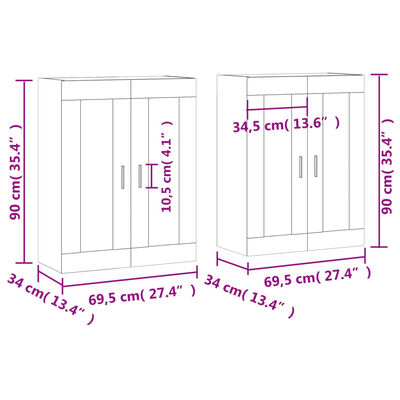 vidaXL Hangkasten 2 st bewerkt hout zwart