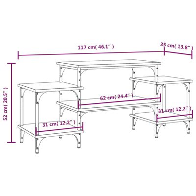 vidaXL Tv-meubel 117x35x52 cm bewerkt hout zwart