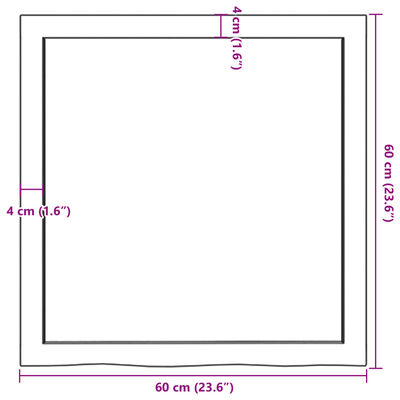 vidaXL Tafelblad 60x60x(2-6) cm onbehandeld massief eikenhout