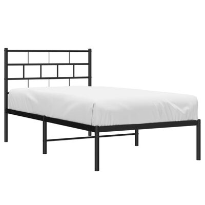 vidaXL Bedframe met hoofdbord metaal zwart 100x200 cm