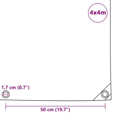 vidaXL Dekzeil 650 g/m² 4x4 m zwart