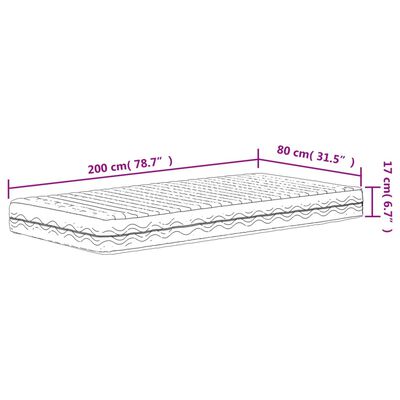 vidaXL Schuimmatras hardheid H2 H3 80x200 cm wit