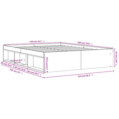 vidaXL Bedframe sonoma eikenkleurig 140x190 cm