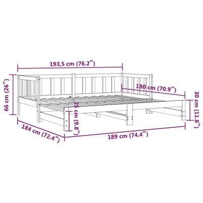 vidaXL Slaapbank met onderschuifbed 90x190 cm massief grenenhout zwart