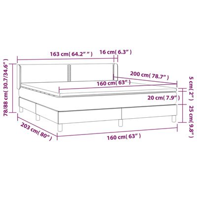 vidaXL Boxspring met matras fluweel donkerblauw 160x200 cm