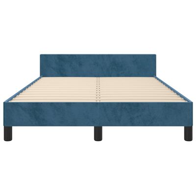 vidaXL Bedframe met hoofdbord fluweel donkerblauw 120x190 cm