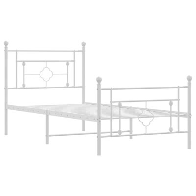 vidaXL Bedframe met hoofd- en voeteneinde metaal wit 100x200 cm