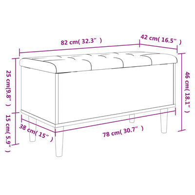 vidaXL Opbergbankje 82x42x46 cm bewerkt hout grijs sonoma eikenkleurig