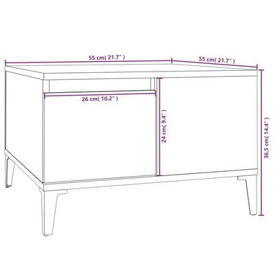 vidaXL Salontafel 55x55x36,5 cm bewerkt hout betongrijs