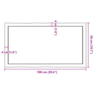 vidaXL Tafelblad natuurlijke rand 100x50x(2-4) cm eikenhout lichtbruin