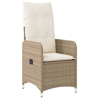 vidaXL 3-delige Bistroset met kussens poly rattan beige