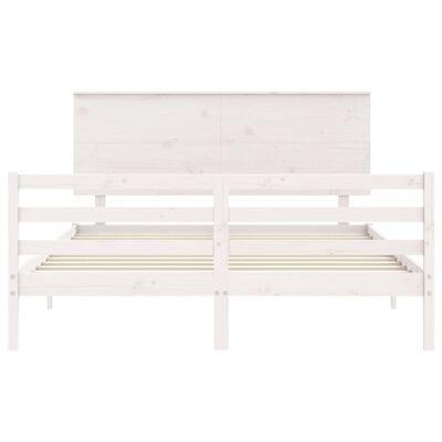 vidaXL Bedframe met hoofdbord massief hout wit