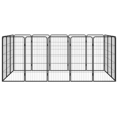 vidaXL Hondenkennel 16 panelen 50 x 100 cm gepoedercoat staal zwart