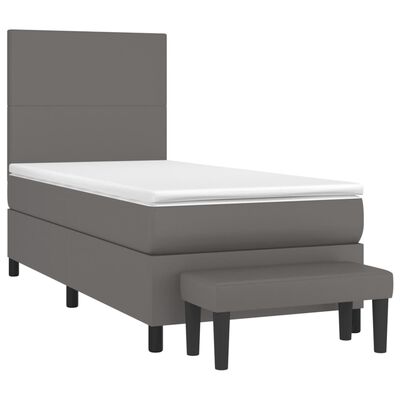 vidaXL Boxspring met matras kunstleer grijs 80x200 cm