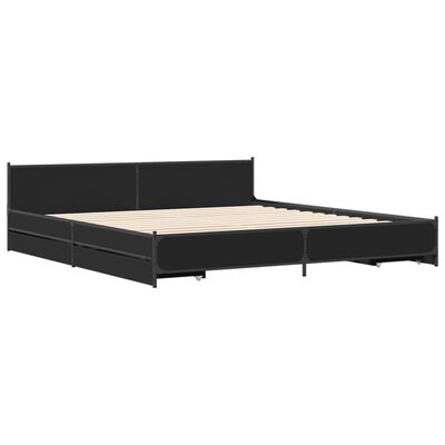 vidaXL Bedframe met lades bewerkt hout zwart 200x200 cm