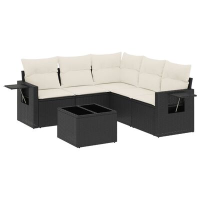 vidaXL 6-delige Loungeset met kussens poly rattan zwart