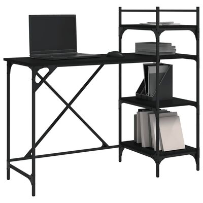 vidaXL Computerbureau met schappen 120x47x109 cm zwart