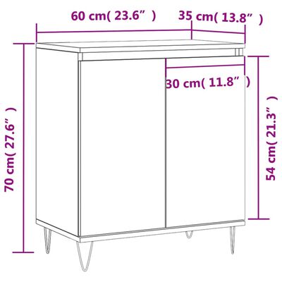 vidaXL Dressoir 60x35x70 cm bewerkt hout grijs sonoma eikenkleurig