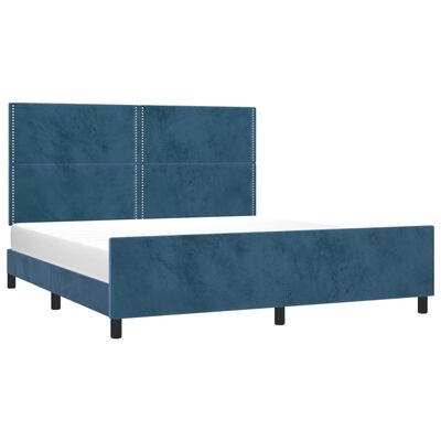 vidaXL Bedframe zonder matras 160x200 cm fluweel donkerblauw