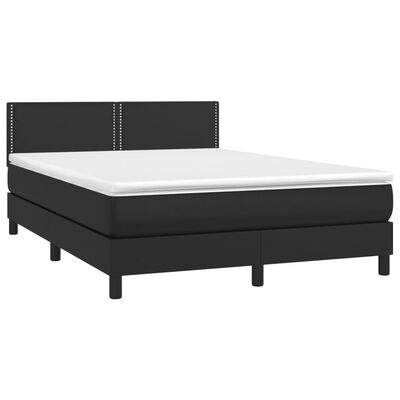 vidaXL Boxspring met matras kunstleer zwart 140x200 cm