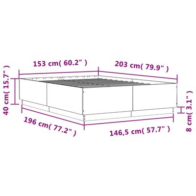 vidaXL Bedframe met LED-verlichting grijs sonoma eiken 150x200 cm