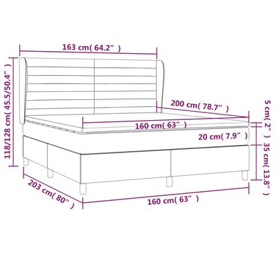 vidaXL Boxspring met matras stof crèmekleurig 160x200 cm