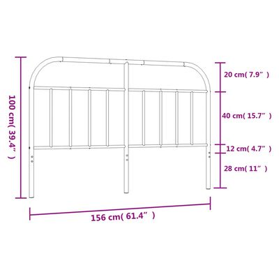 vidaXL Hoofdbord metaal wit 150 cm