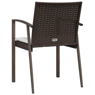 vidaXL Tuinstoelen 2 st met kussens 56,5x57x83 cm poly rattan bruin