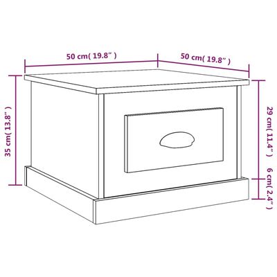 vidaXL Salontafel 50x50x35 cm bewerkt hout bruin eikenkleur