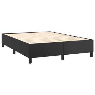 vidaXL Boxspring met matras en LED kunstleer zwart 140x190 cm