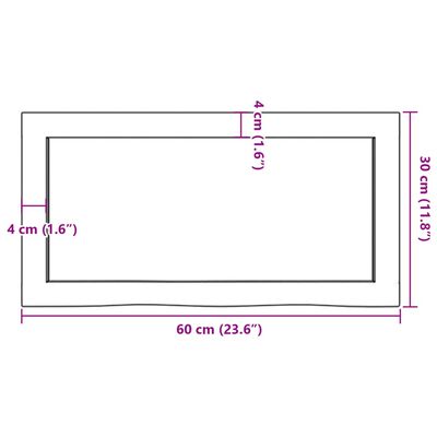 vidaXL Wastafelblad 60x30x(2-6) cm behandeld massief hout donkerbruin