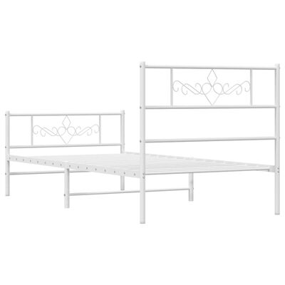 vidaXL Bedframe met hoofd- en voeteneinde metaal wit 90x200 cm