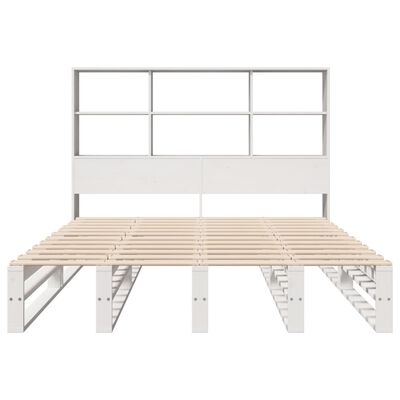 vidaXL Bed met boekenkast zonder matras massief hout wit 120x190 cm