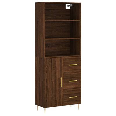 vidaXL Hoge kast 69,5x34x180 cm bewerkt hout bruin eikenkleur