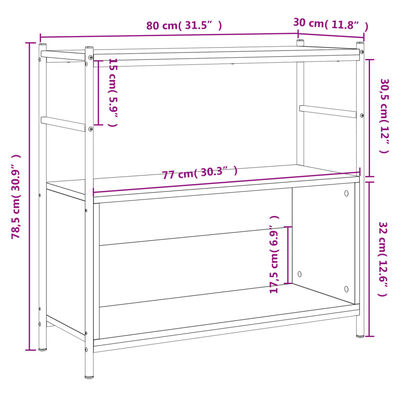 vidaXL Boekenrek 80x30x78,5 cm bewerkt hout en ijzer bruin eikenkleur