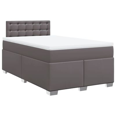 vidaXL Boxspring met matras kunstleer grijs 120x190 cm