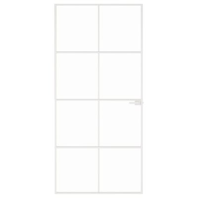 vidaXL Binnendeur 93x201,5 cm gehard glas en aluminium smal wit