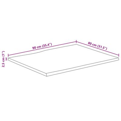 vidaXL Tafelblad met natuurlijke rand 90x80x2,5 cm massief mangohout