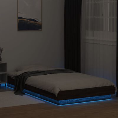 vidaXL Bedframe met LED-verlichting bruin eikenkleurig 75x190 cm