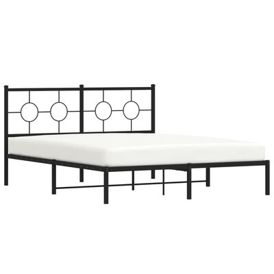 vidaXL Bedframe met hoofdbord metaal zwart 160x200 cm