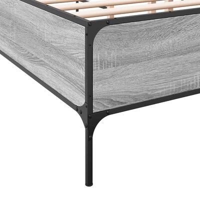 vidaXL Bedframe bewerkt hout metaal grijs sonoma eiken 140x190 cm