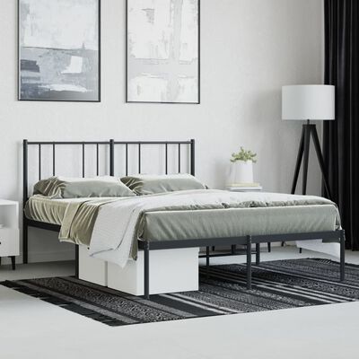 vidaXL Bedframe met hoofdbord metaal zwart 160x200 cm