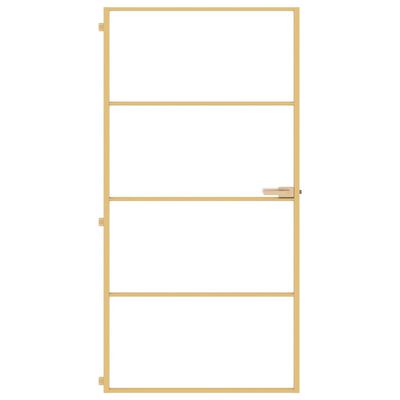 vidaXL Binnendeur smal 102,5x201,5 cm gehard glas en aluminium goud